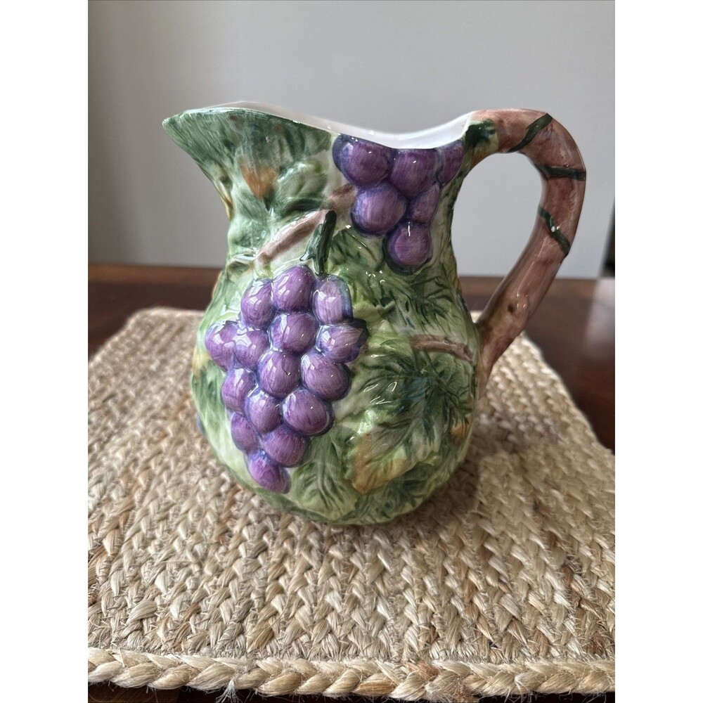 Vintage World Bazaar Hand painted Grape Pitcher